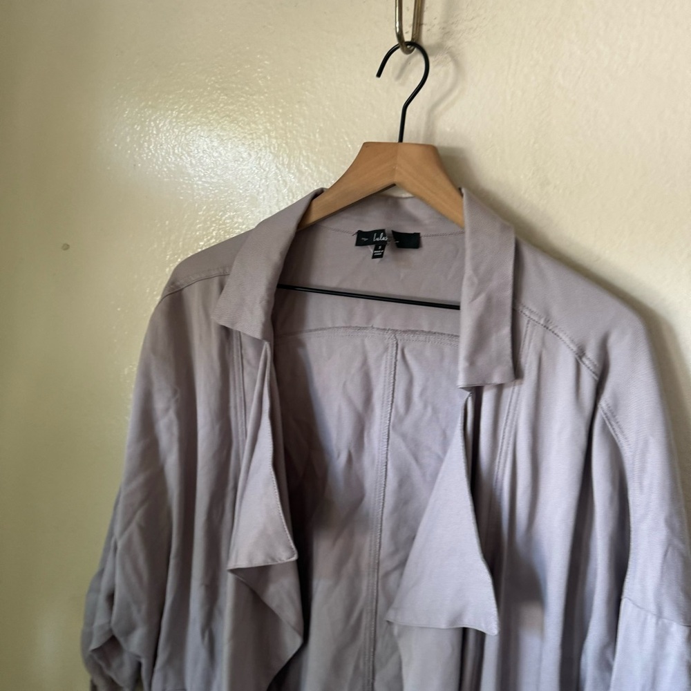 Lulus | Lucky Break Light Grey Oversized Jacket View 3